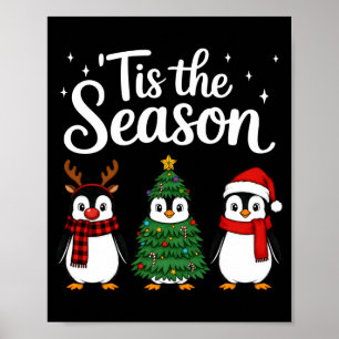 Affiche C'est la saison pingouin Noël Père Noël manches lo