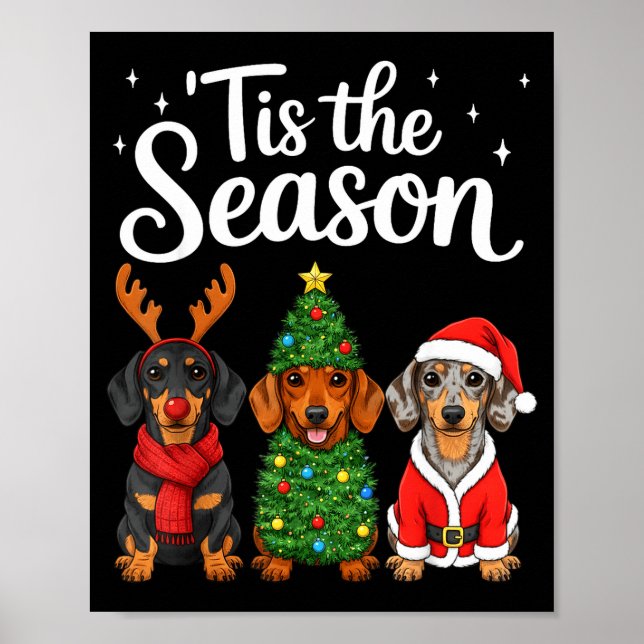 Affiche C'est la saison teckel de Noël Santa Weiner Do (Devant)