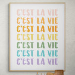 Affiche C'est La Vie | Discours français | Pastel Rainbow<br><div class="desc">Profite de la vie ! C'est La Vie | Discours français | Poster texte Pastel Rainbow</div>