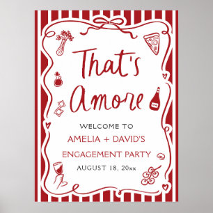 Affiche C'est l'Amore Rouge Bienvenue à la soirée de fianç
