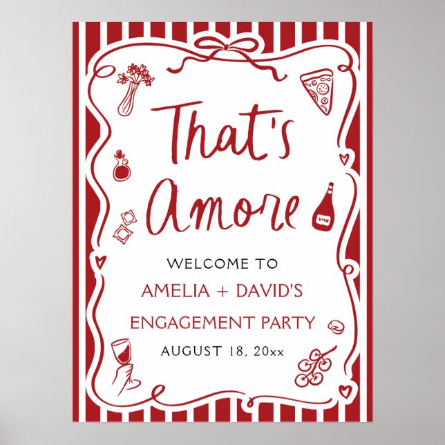 Affiche C'est l'Amore Rouge Bienvenue à la soirée de fianç (Devant)