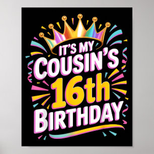 Affiche C'est l'anniversaire de mes cousins 16 ans Joyeux
