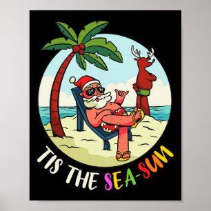 Affiche C'est Le Sea-sun Drôle Santa Plage Été Noël