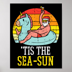 Affiche C'est Le Soleil De La Mer Santa Licorne Flotte Été