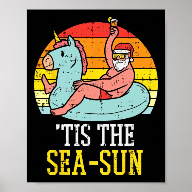 Affiche C'est Le Soleil De La Mer Santa Licorne Flotte Été (Devant)