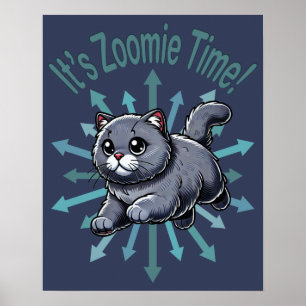 Affiche C'est le temps de Zoomie Chat British Shorthair