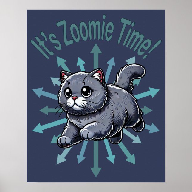 Affiche C'est le temps de Zoomie Chat British Shorthair (Devant)