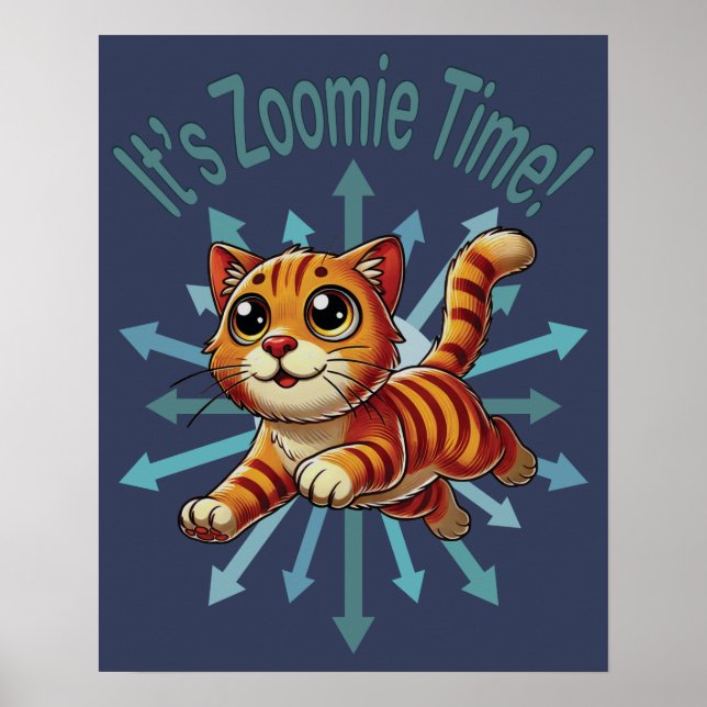 Affiche C'est le temps de Zoomie le chat orange tabby (Devant)