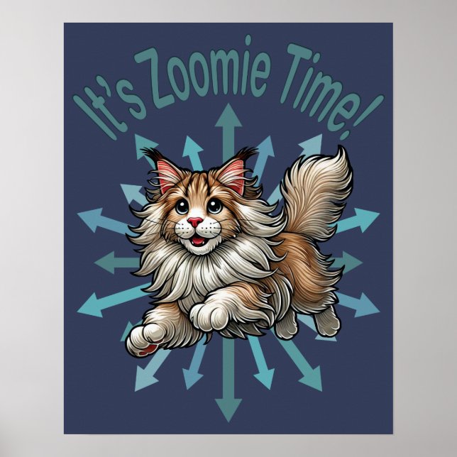 Affiche C'est le temps du chat Maine Coon Zoomie (Devant)
