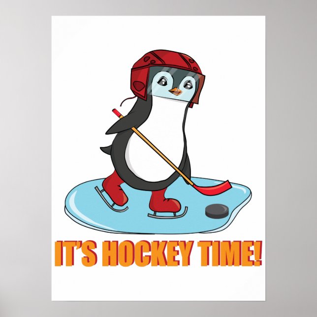 Affiche C'est le temps du hockey - mignon hockey sur glace (Devant)