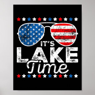 Affiche C'est le temps du lac Drapeau américain patriotiqu