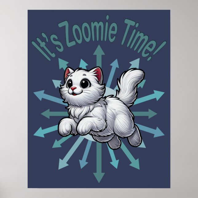 Affiche C'est le temps Zoomie Chat Blanc (Devant)