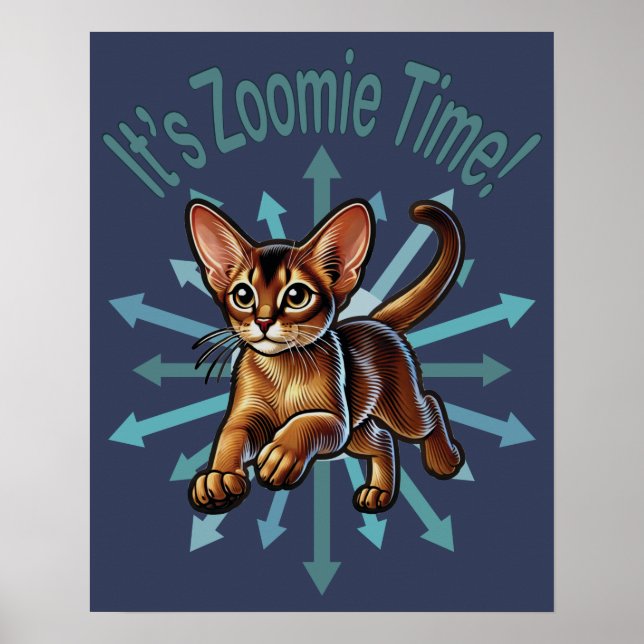 Affiche C'est le temps Zoomie pour le chat abyssin (Devant)