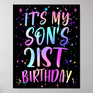 Affiche C'est les 21 ans de mon fils Coloré Joyeux 21 ans