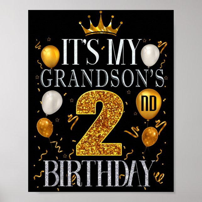 Affiche C'est les 2 ans de mon petit-fils Joyeux Anniversa (Devant)