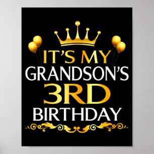 Affiche C'est les 3 ans de mon petit-fils Joyeux Anniversa