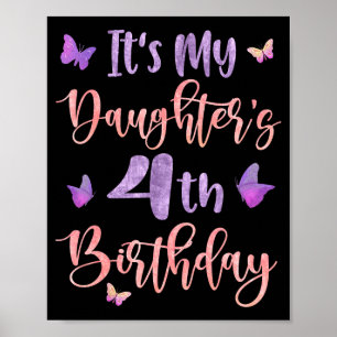 Affiche C'est les 4 ans de ma fille Papillon Joyeux 4 ans