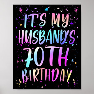 Affiche C'est les 70 ans de mon mari Coloré Joyeux 70 Ans