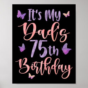 Affiche C'est les 75 ans de mon papa Papillon Joyeux 75 an