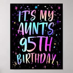 Affiche C'est les 95 ans de ma tante Coloré Joyeux 95 Ans