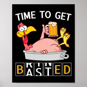 Affiche C'est l'heure de devenir drôle Dinde Bière Thanksg
