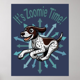 Affiche C'est l'heure de Zoomie Pointer allemand à poil co