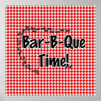 Affiche C'est l'heure du barbecue ! Tissu de table À damie