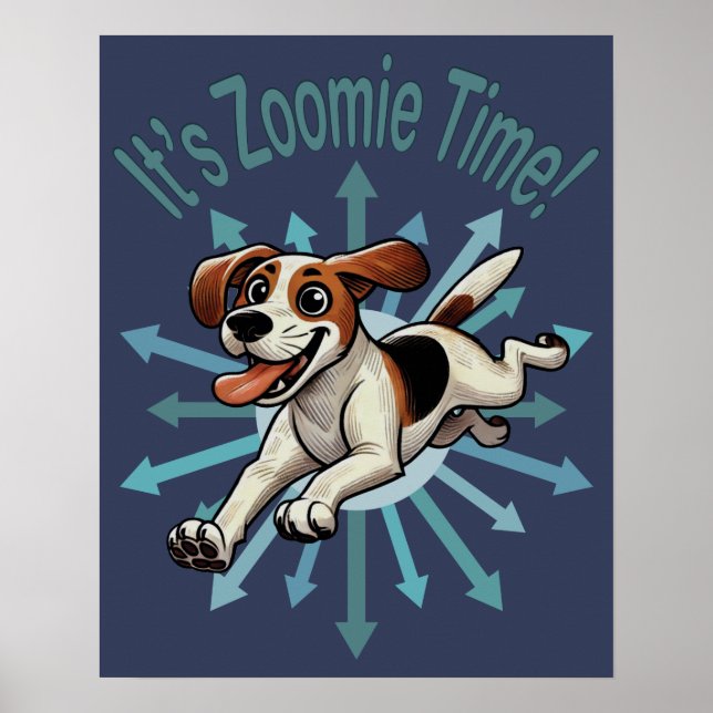 Affiche C'est l'heure Zoomie Beagle Mutt Moyen (Devant)