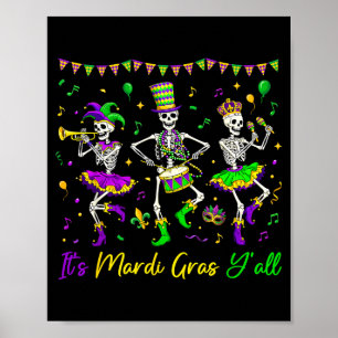 Affiche C'est Mardi Gras à vous Squelette drôle Mardi Gras