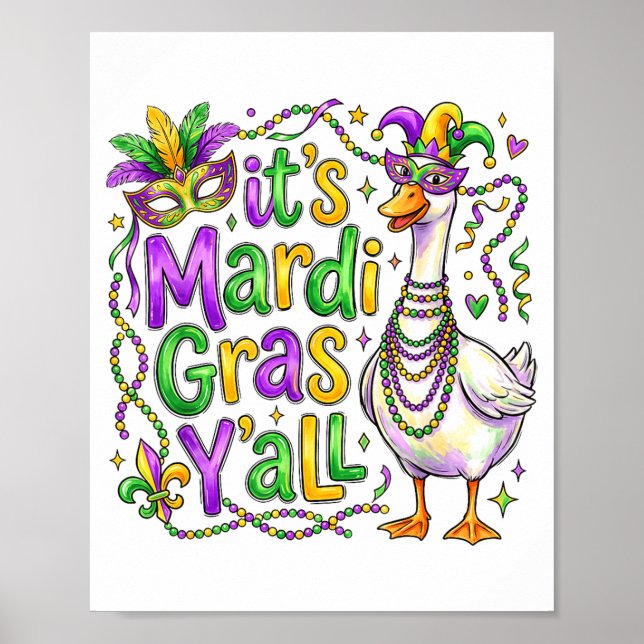 Affiche C'est Mardi Gras Vous Tous Oie Drôle Carnaval Défi (Devant)