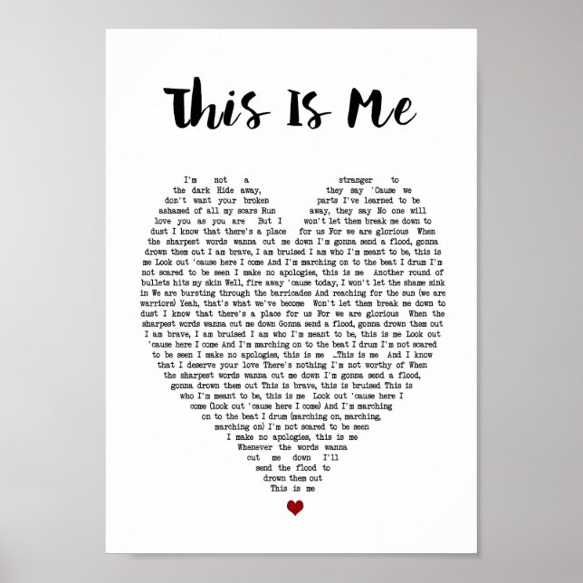 Affiche C'Est Moi Chanson De Coeur Lyrique Mur Art Imprime (Devant)