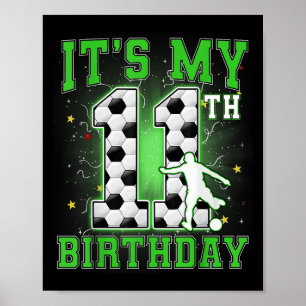Affiche C'est mon 11e anniversaire de football garçon 11 a