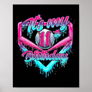 Affiche C'est mon 11e anniversaire garçon Bysebyll Drip 11