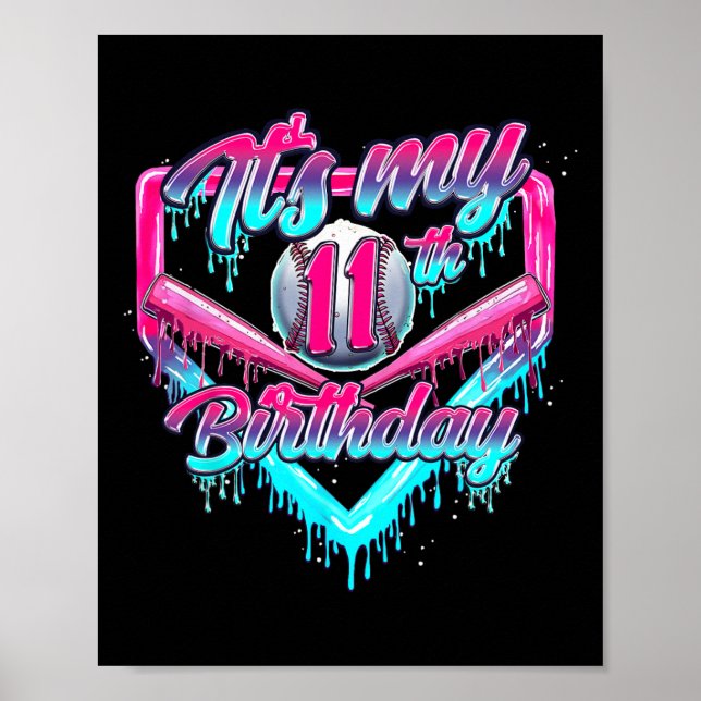 Affiche C'est mon 11e anniversaire garçon Bysebyll Drip 11 (Devant)