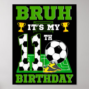 Affiche C'est mon 11e anniversaire garçon Thème de foot