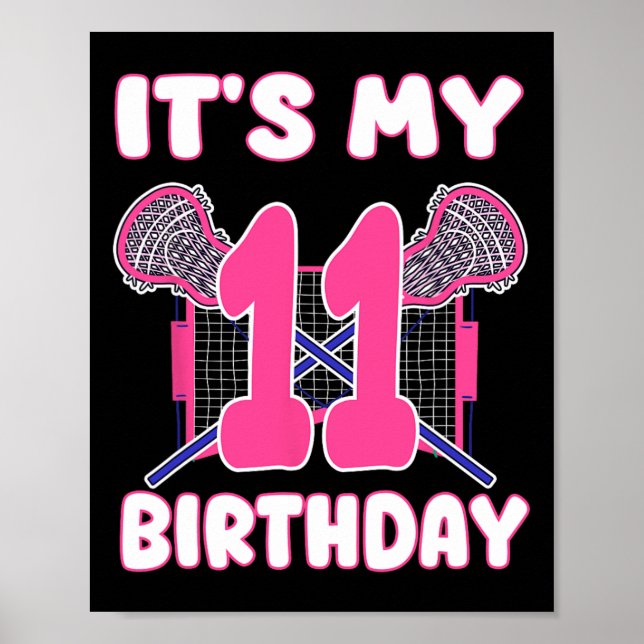 Affiche C'est mon 11e anniversaire Lacrosse Theme Party 11 (Devant)