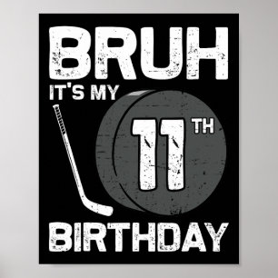 Affiche C'est mon 11ème anniversaire 11 ans joueur de hock