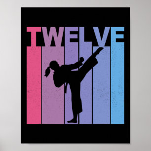 Affiche C'est mon 12e Anniversaire Karate Girl Martial Art