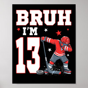 Affiche C'est mon 13e anniversaire garçon hockey sur glace