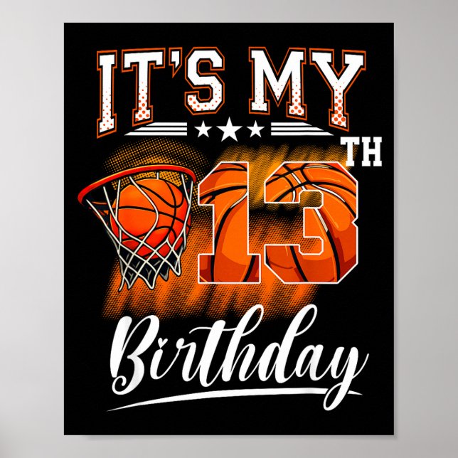 Affiche C'est mon 13ème anniversaire Thème Basketball 13 a (Devant)