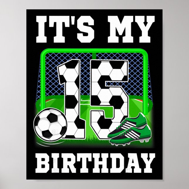 Affiche C'est mon 15e anniversaire Thème de football Garço (Devant)