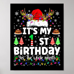 Affiche C'est mon 1er anniversaire de Noël Funny Bday Xmas