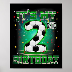 Affiche C'est mon 2ème anniversaire garçons football 2 ans