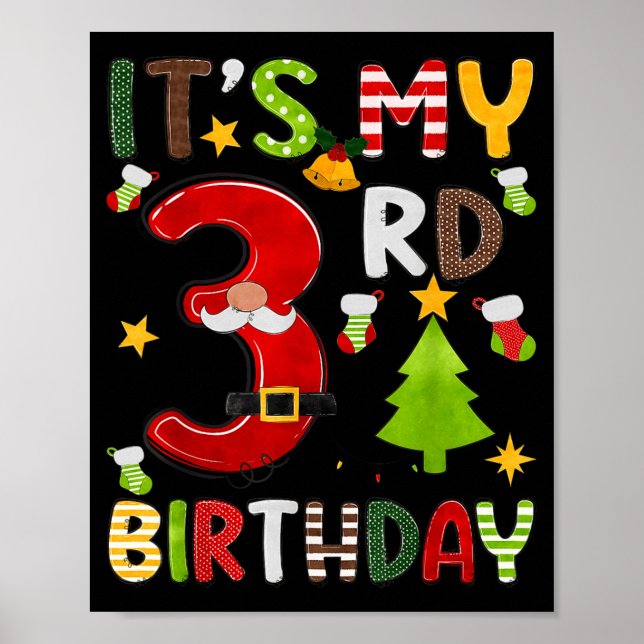 Affiche C'est mon 3ème anniversaire Garçons 3 ans Enfants  (Devant)