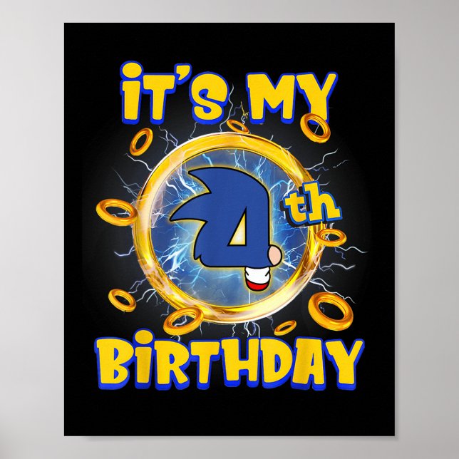 Affiche C'est mon 4e anniversaire garçon Famille de jumela (Devant)