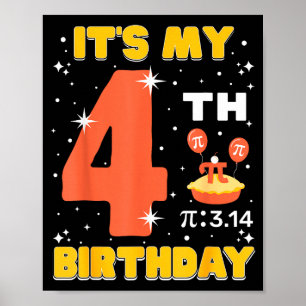 Affiche C'est mon 4ème anniversaire Pi Day Math 4 ans Enfa