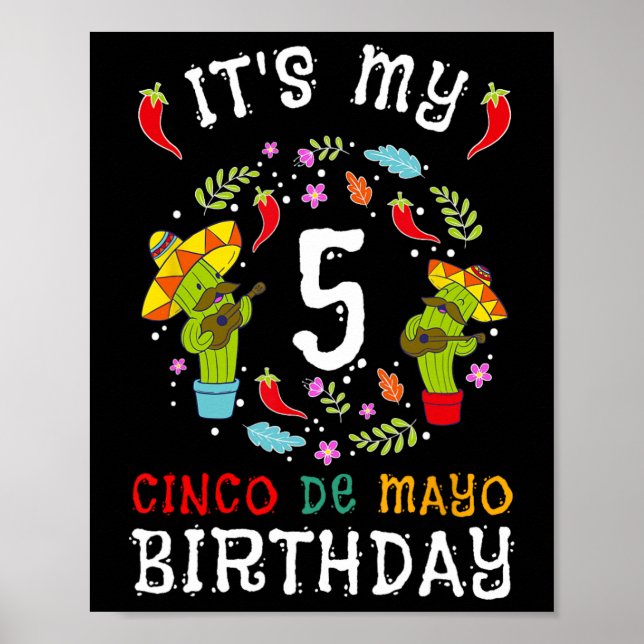 Affiche C'est mon 5e anniversaire Cinco De Mayo Mustache E (Devant)