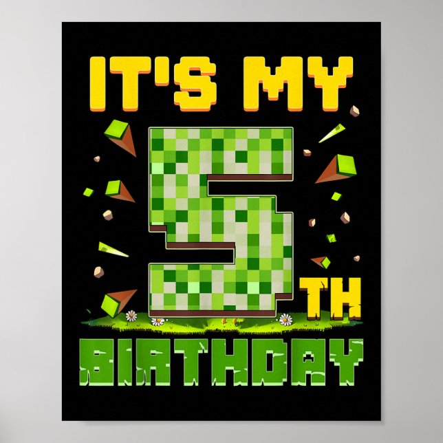 Affiche C'est mon 5e anniversaire garçon 5 ans Anniversair (Devant)