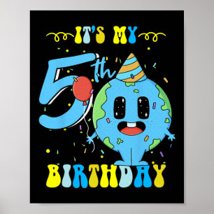 Affiche C'est mon 5e anniversaire Jour des terres enfants