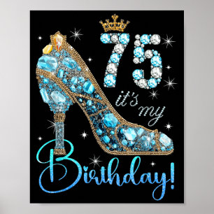 Affiche C'est mon 75e anniversaire Femme Reine Couronne de